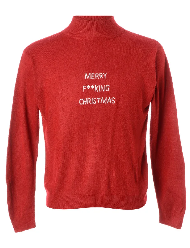 Label Merry F**king Christmas Sweater Welt Pockets Slit Pockets Flap Pockets