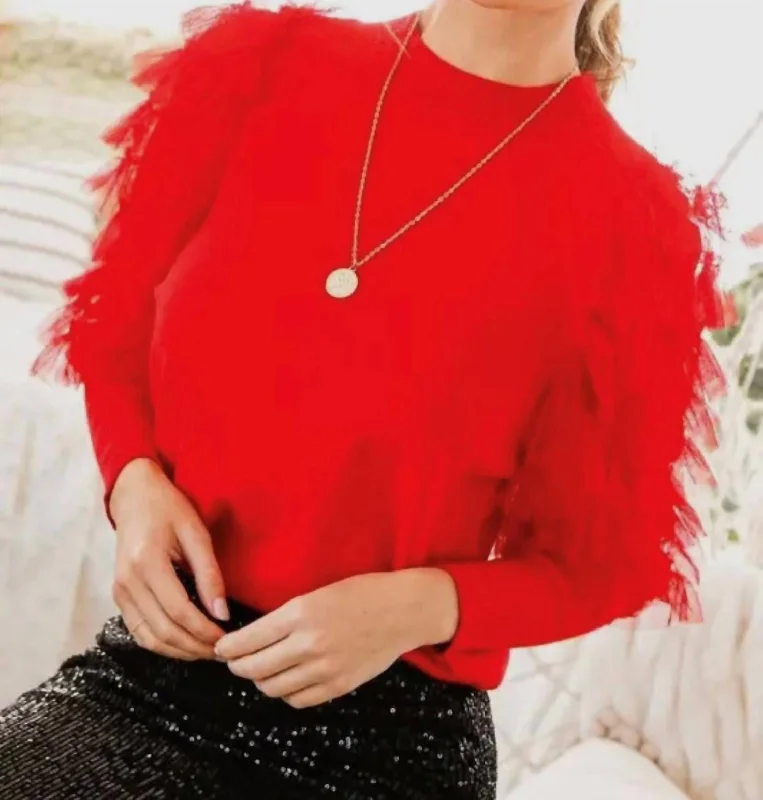 Lace Detail Sweater In Red Sweater Knitwear Pullover