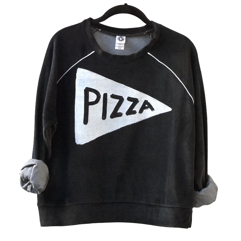 Ladies Velour Pizza Crop Top Sweatshirt Hoodie with Drop Shoulder Relaxed Streetwear Ladies Velour Pizza Crop Top Sweatshirt Hoodie with Drop Shoulder Relaxed Streetwear