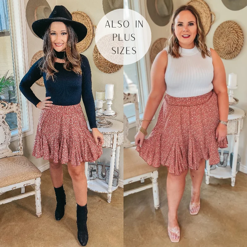 Newest Views Small Leopard Ruffle Skirt in Dusty Mauve Pink linen skirt light