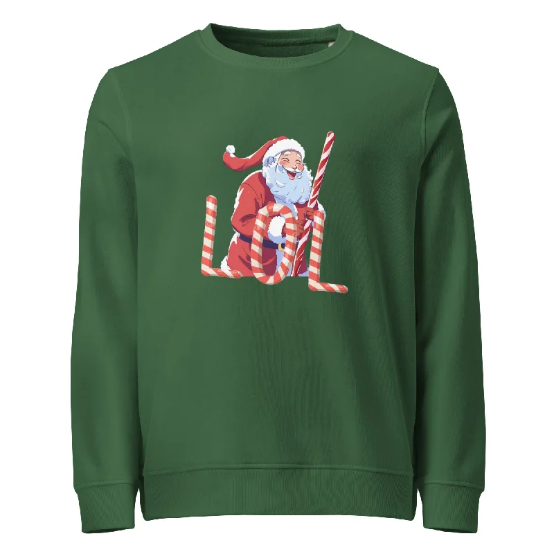 Lol Christmas Graphics Organic Sweatshirt Hoodie with Mock Neck Collared Structured
