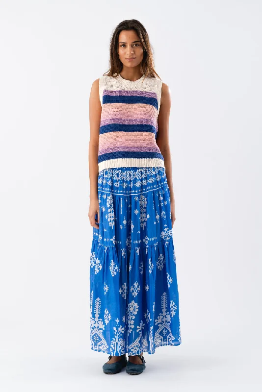 LOLLYS LAUNDRY Sunset Blue Skirt silk skirt smooth