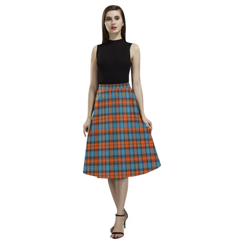 MacLachlan Ancient Tartan Aoede Crepe Skirt linen skirt natural