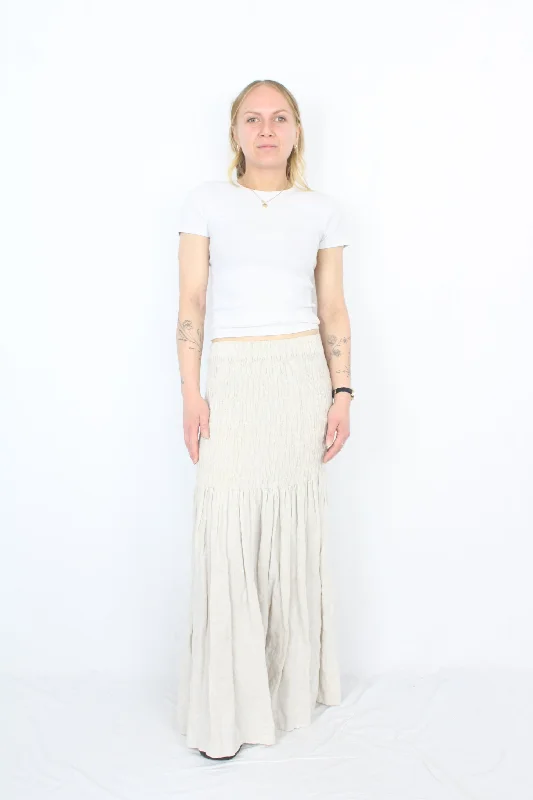 Marle - Shirred Linen Skirt vintage skirt charm