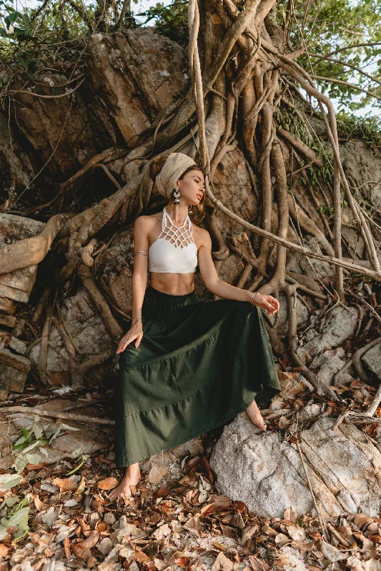 Maxi Skirt Keela Hunter Green chiffon skirt airy