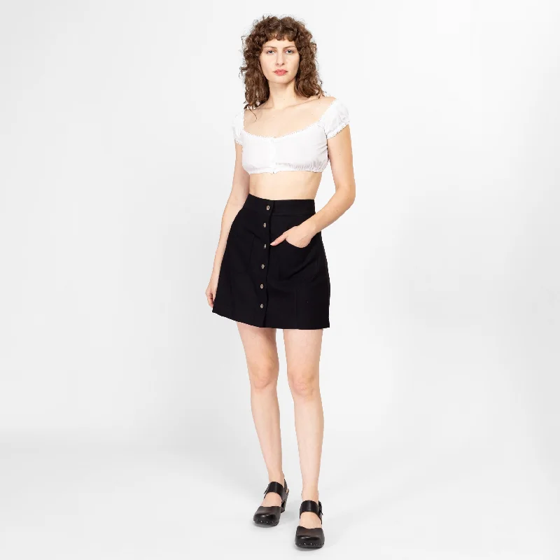 Med-Lrg Y2K Mod Black Wool Mini Skirt lace skirt romantic