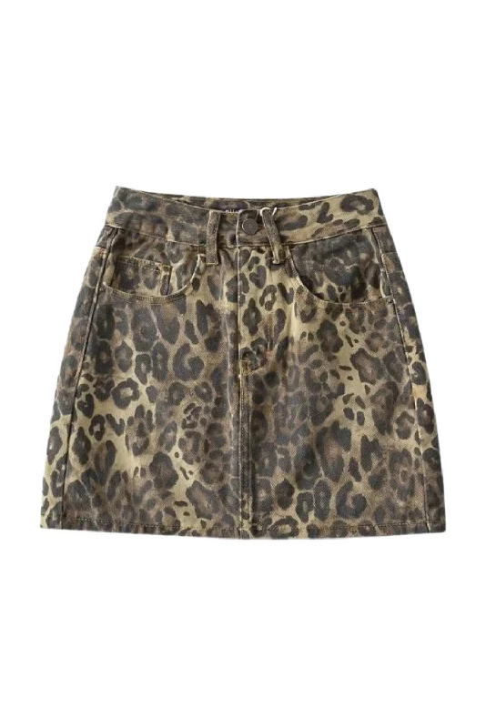 'Melanie' Animal Print Mini Skirt wool skirt breathable