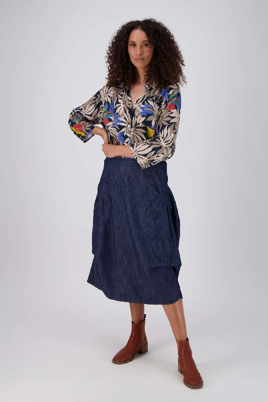Milwaukee Classic Denim Skirt Dark Wash linen skirt natural