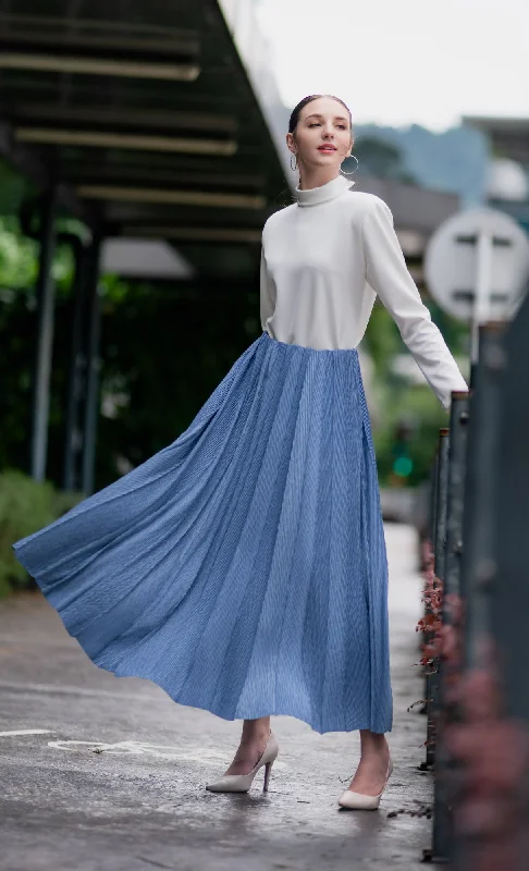 Miss Plush Skirt in Medium Blue high waist skirt