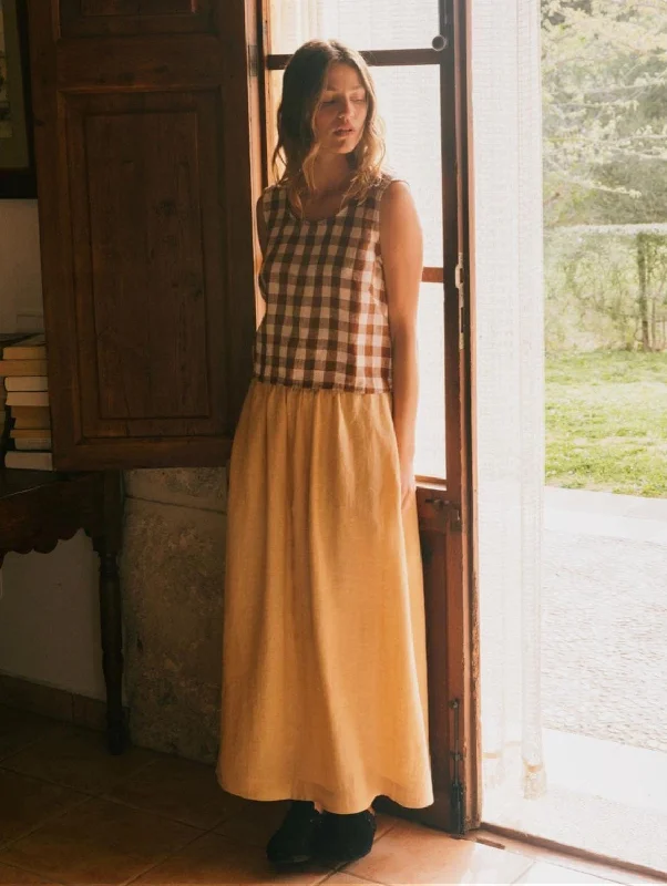 Mona Linen Long Skirt | Multiple Colours denim skirt classic