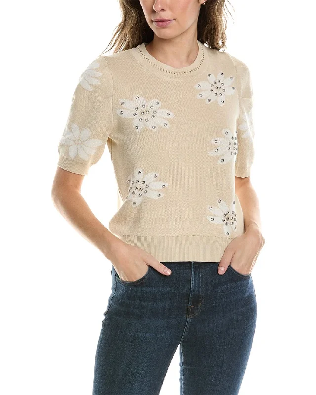 Nanette Nanette Lepore Crystal Sweater Stretchy Elastic Breathable