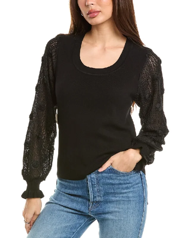 Nanette Nanette Lepore Lace Sleeve Sweater Fitted Loose Oversized