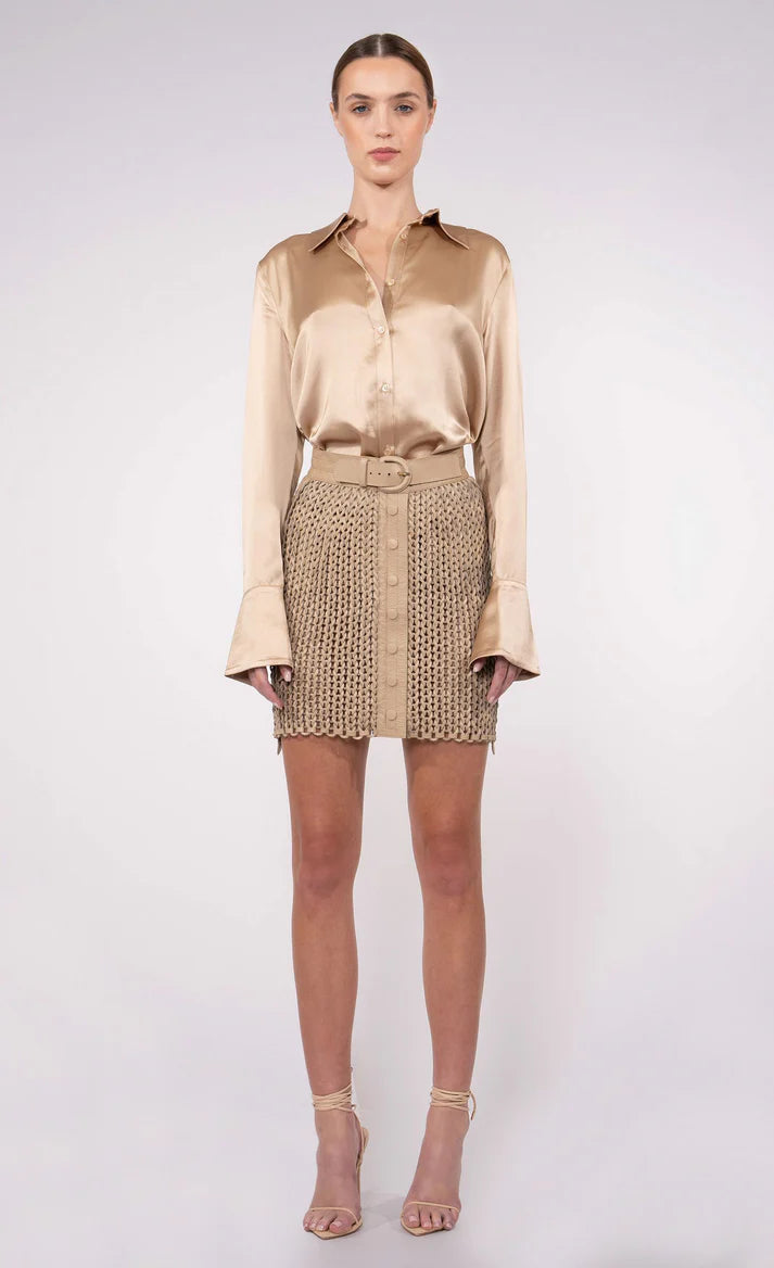 Nonchalant Kaiden Skirt in Sand modal blend skirt