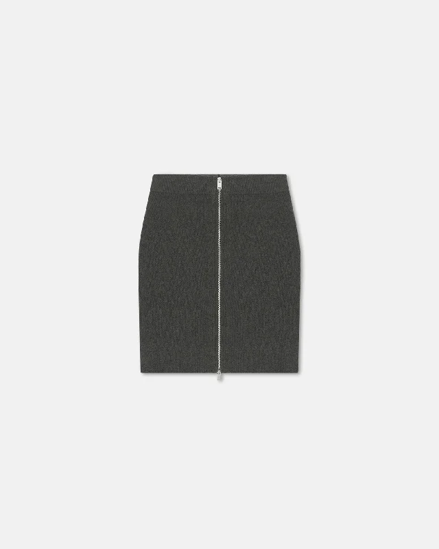 Isul - Zip-Up Terry-Knit Mini Skirt - Graphite maxi skirt elegant