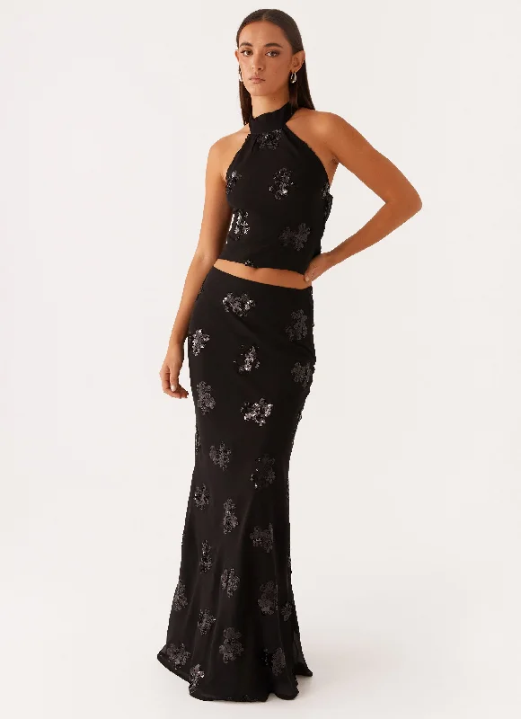 Only Girl Sequin Maxi Skirt - Black tulle skirt dreamy