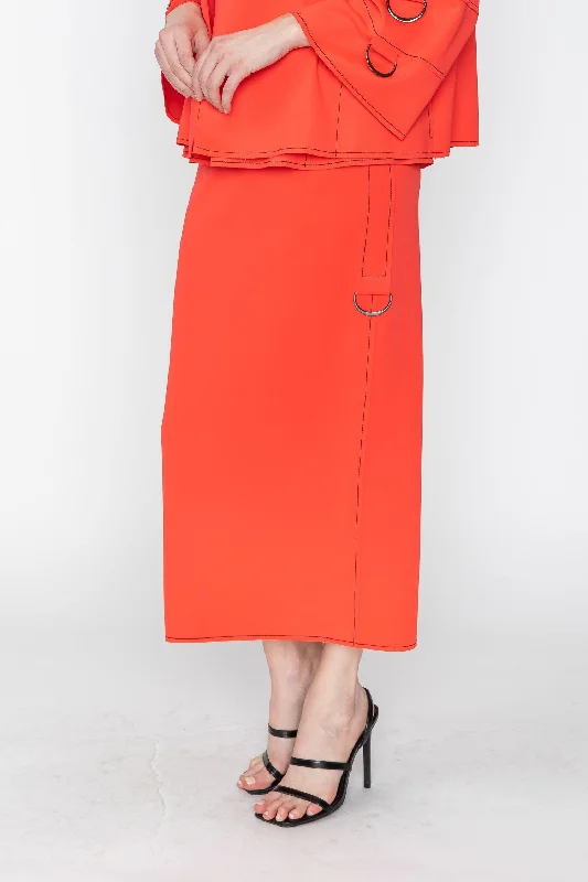 Orange Side D-Ring Point Pencil Skirt chiffon skirt floaty