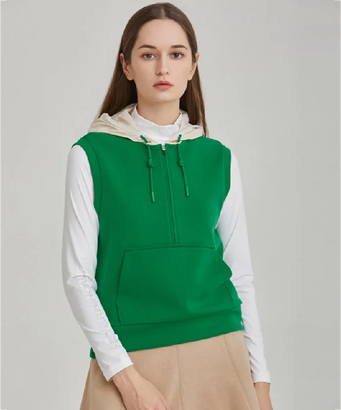 Owen Hoodie Vest - Green Hoodie with Relaxed Fit Easy Casual