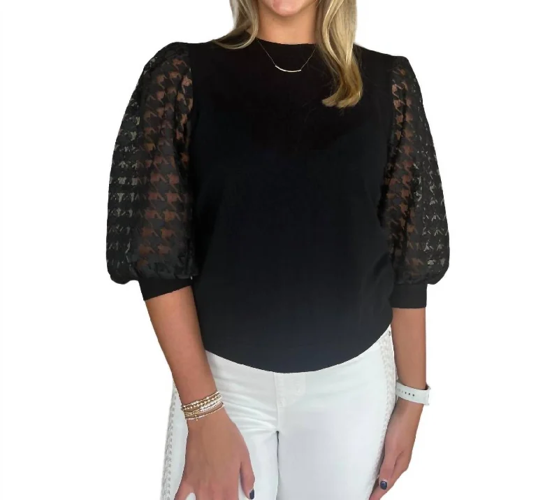 Pattern Sleeve Sweater In Black Neon Metallic Matte