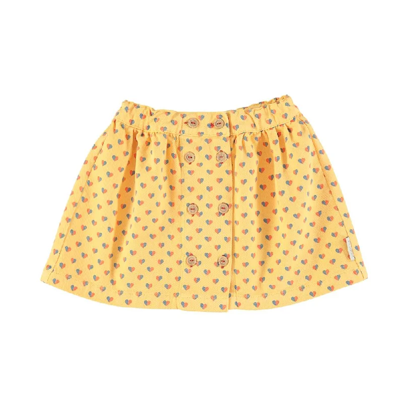 PIUPIUCHICK YELLOW WITH HEARTS SKIRT breathable skirt fabric