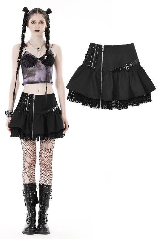 Punk asymmetrical zipper mini skirt KW291 seamless skirt comfort