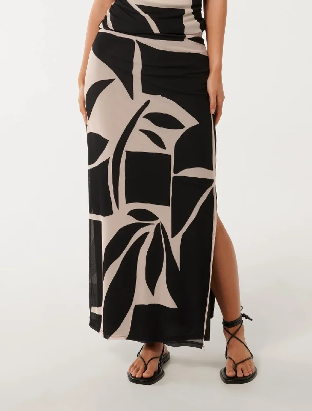 Rhea Mesh Maxi Skirt ribbed skirt waist