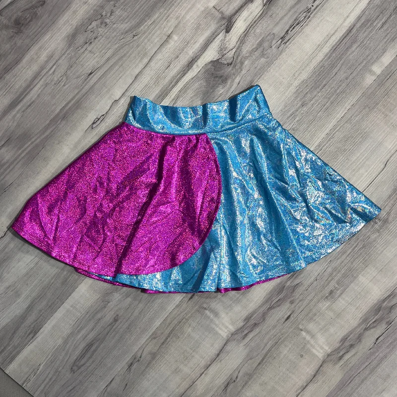 SALE - SMALL - Pink and Blue Sparkle Petal Skater Skirt linen skirt relaxed