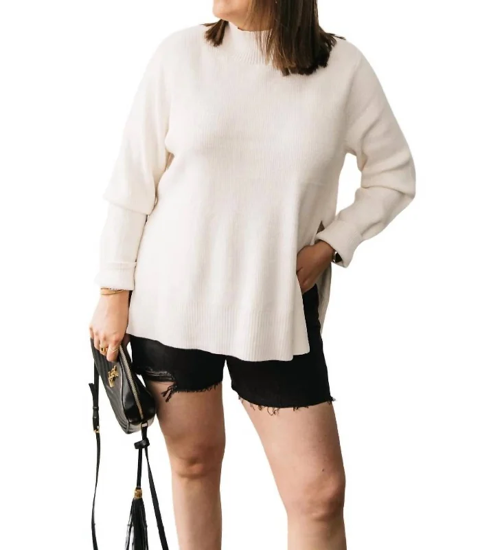 Split Sides Sweater In Birch Modern Contemporary Chic