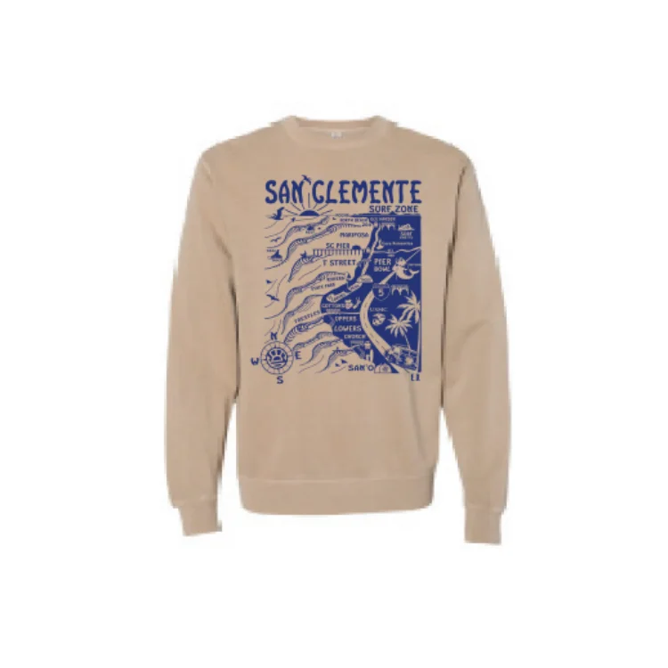 SunDiego SAN CLEMENTE MAP SWEATSHIRT - SANDSTONE/ROYAL Hoodie with Slim Fit Tailored Modern SunDiego SAN CLEMENTE MAP SWEATSHIRT - SANDSTONE/ROYAL Hoodie with Slim Fit Tailored Modern