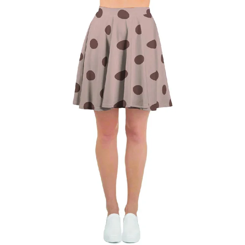 Tan And Brown Polka Dot Women's Skirt cashmere skirt rich