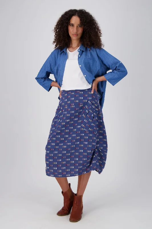 Telegraph Milwaukee Skirt Blue in Woven Cotton cashmere skirt rich