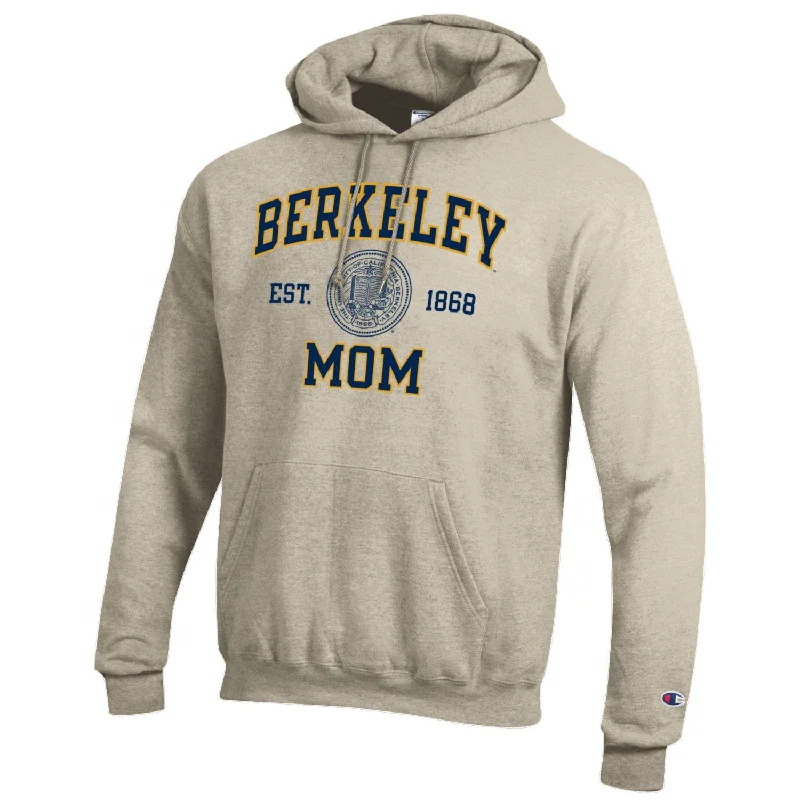 U. C. Berkeley Cal mom Champion sweatshirt Oatmeal. Hoodie with Neon Bright Vibrant