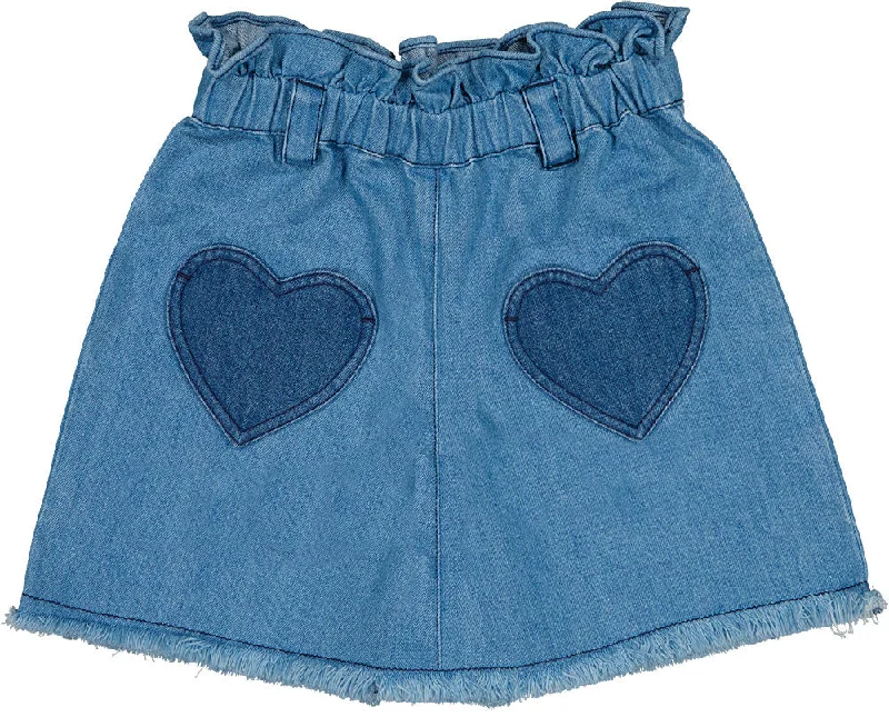 LOUIS LOUISE BLUE DENIM PATCHWORK SCHOOL SKIRT lace skirt feminine
