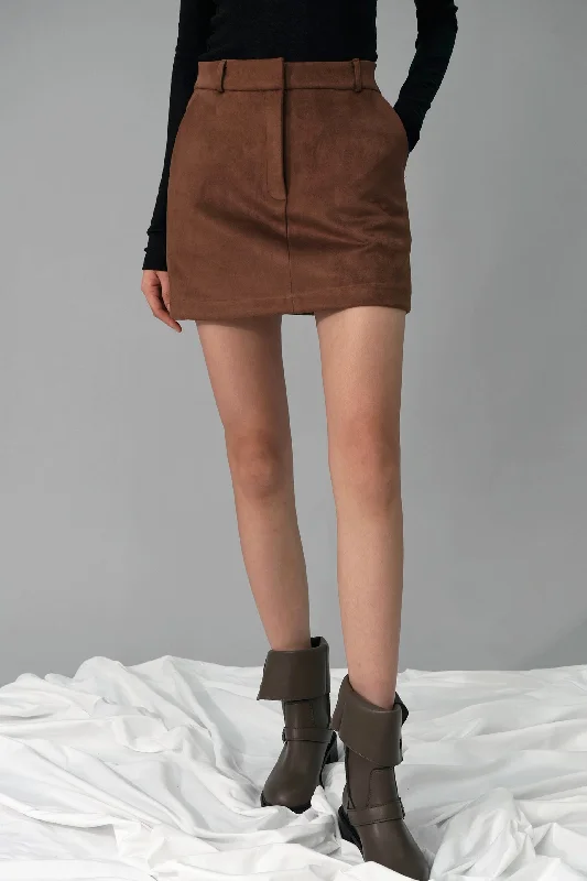 Verna Suede Mini Skirt wool skirt warm