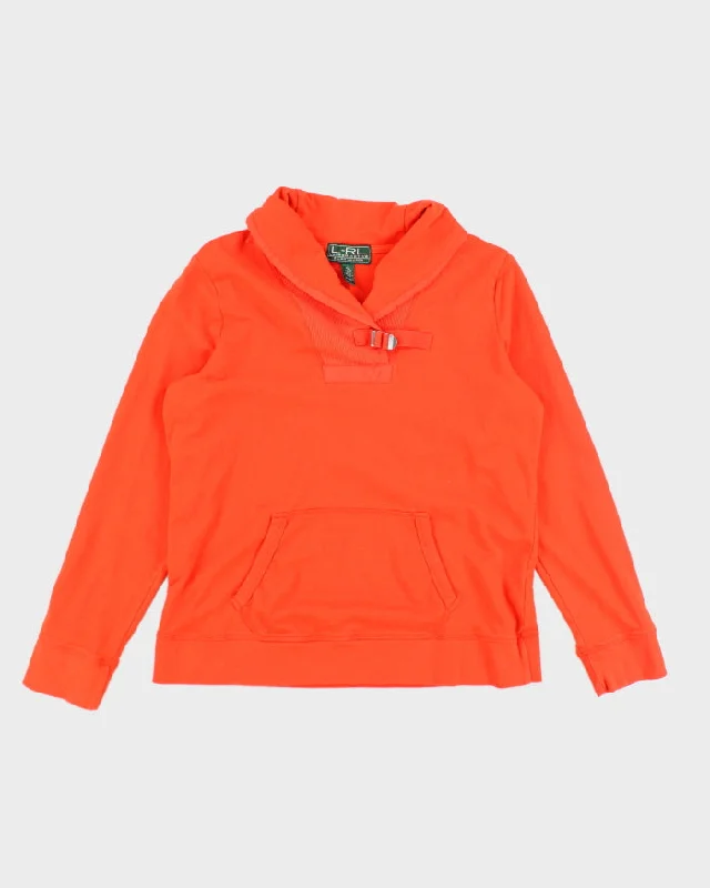 Vintage Women's Ralph Lauren Lightweight Buckle Hoodie - L Hoodie with Elastic Waist Stretchable Comfortable