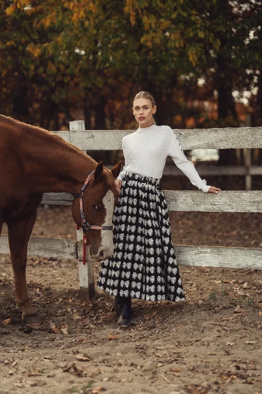 Waisted Printed Skirt-Bow Blitz wool skirt thick