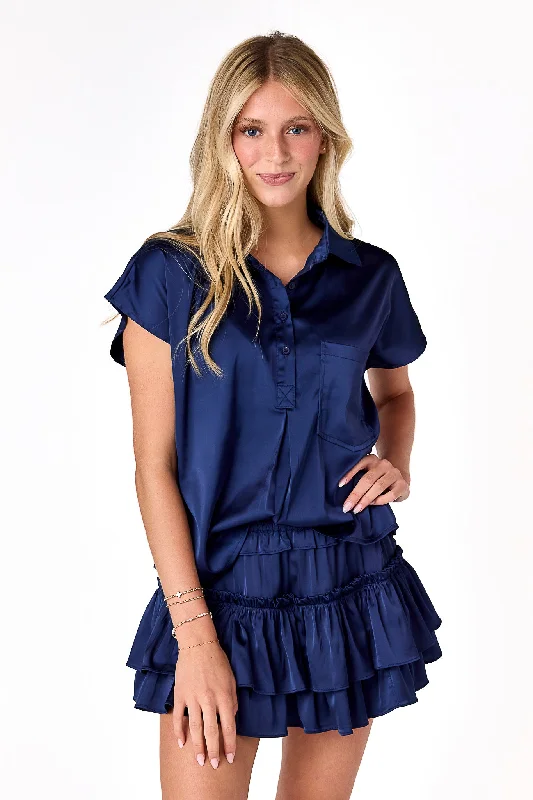 Willow Satin Skirt Navy wool skirt warm