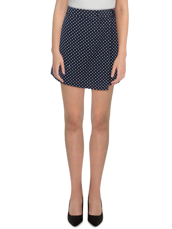 Womens Polka Dot Mini Skort linen skirt natural