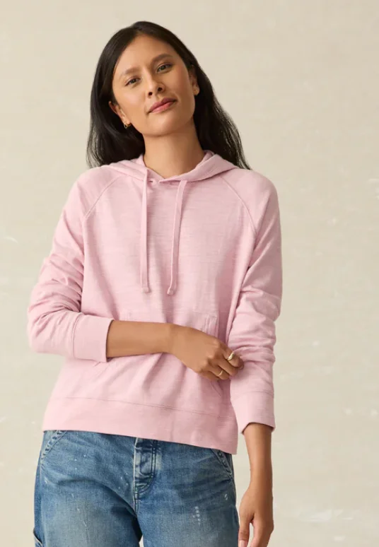 Women's Sunwashed Slub Hoodie Hoodie with Mesh Breathable Sporty