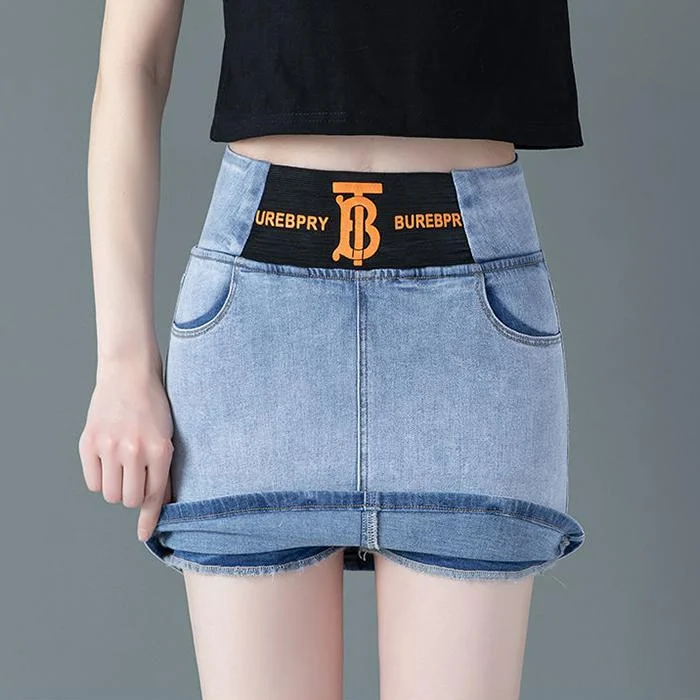 WTEMPO Summer Women Denim Shorts Jeans Washed Denim High Waist Casual Shorts Sexy Skirt denim skirt fashionable