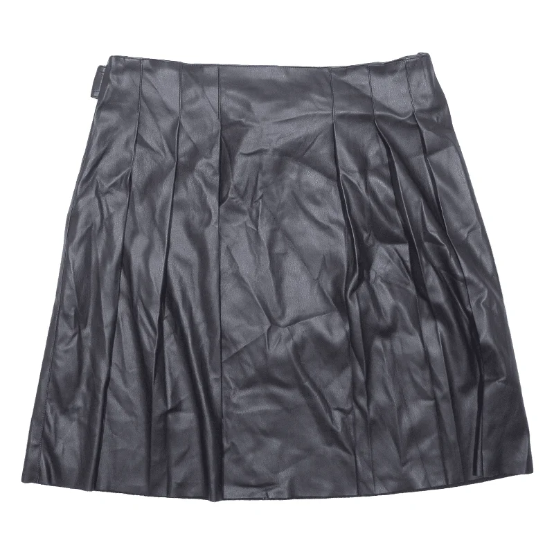 YESSICA Back Bow Belt Womens Pleated Skirt Black Knee Length UK 14 ribbed skirt waist